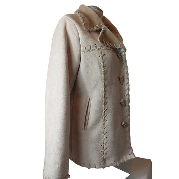 Suede Jacket  Faux Fur - Size Large - Picture 14 of 15